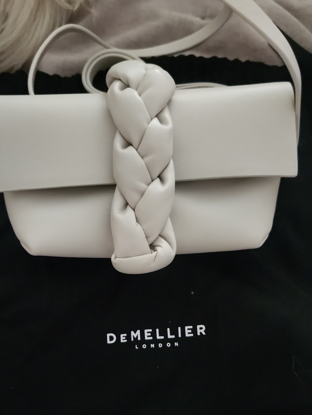DeMellier Cream Braided-Trim Crossbody Bag